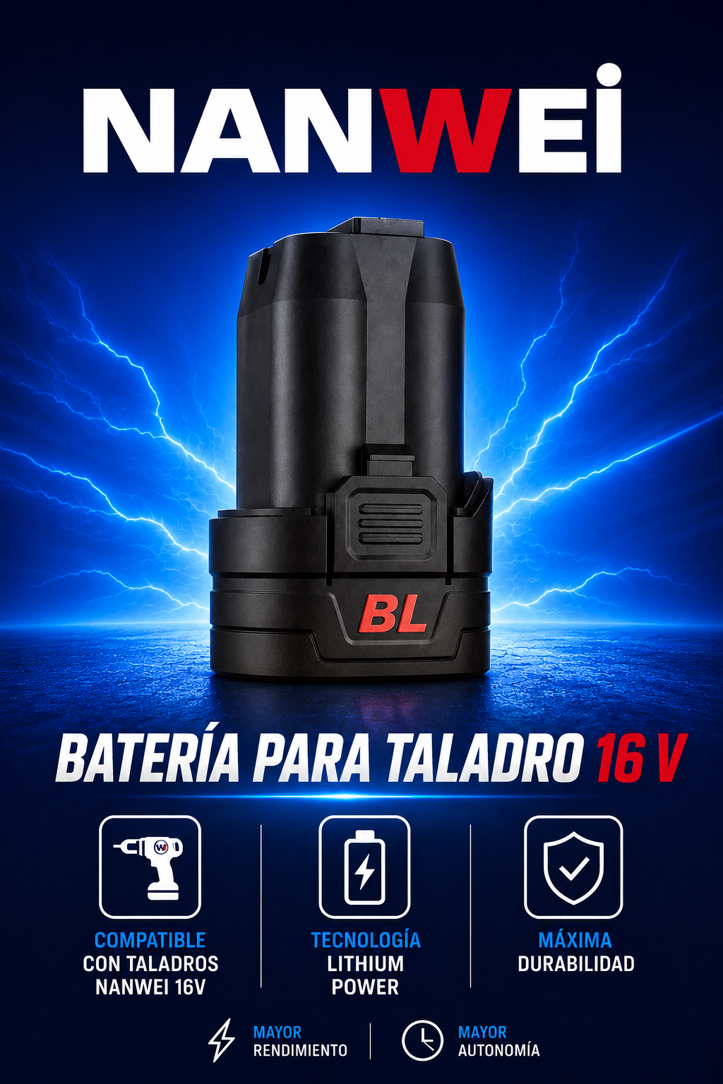 TALADRO INALÁMBRICO 16V BRUSHLESS – DOBLE VELOCIDAD