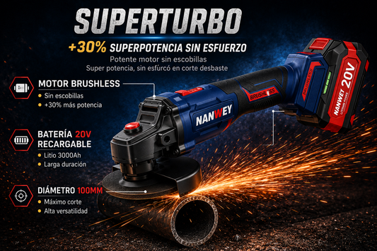 AMOLADORA ANGULAR INALÁMBRICA 20V BRUSHLESS - 100 mm ("4.5")