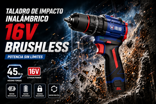 TALADRO INALÁMBRICO 16V BRUSHLESS – DOBLE VELOCIDAD