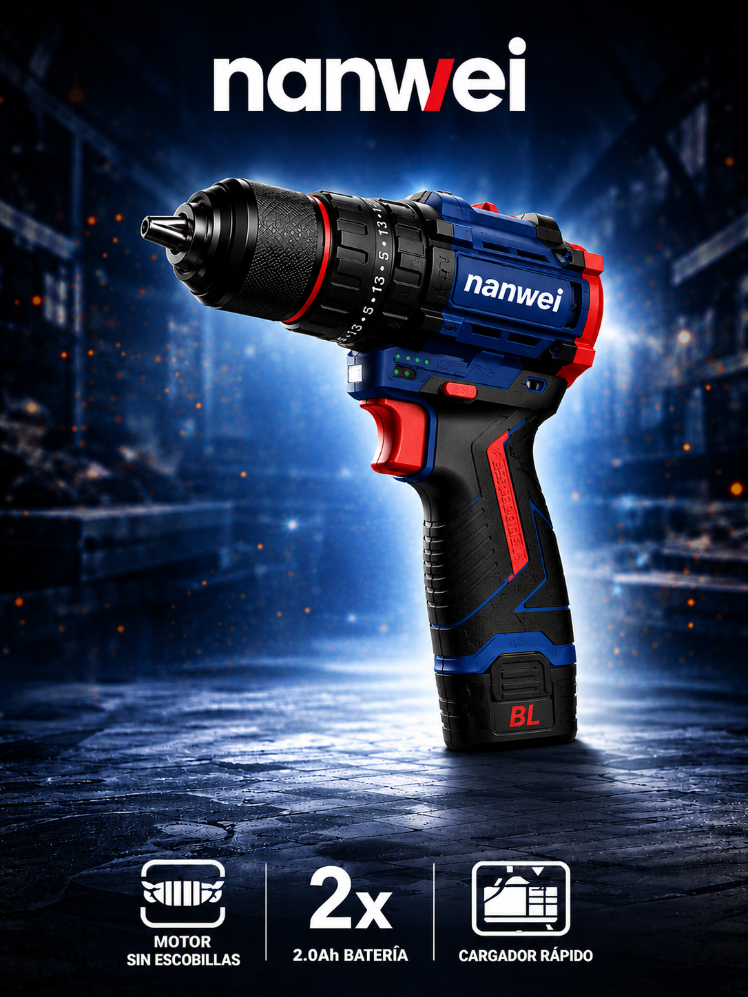 TALADRO INALÁMBRICO 16V BRUSHLESS – DOBLE VELOCIDAD