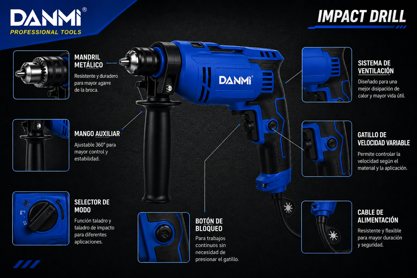 TALADRO DE IMPACTO ELÉCTRICO 710W – ALTO RENDIMIENTO