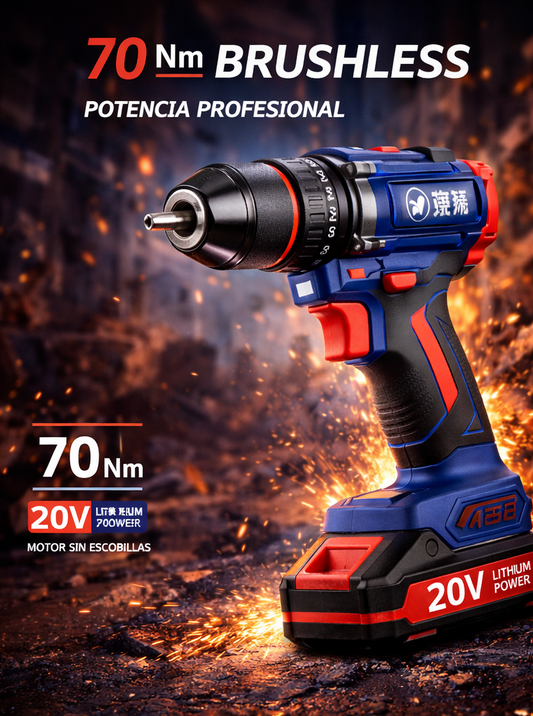 TALADRO DE IMPACTO INALÁMBRICO 20V BRUSHLESS – 70 N·m