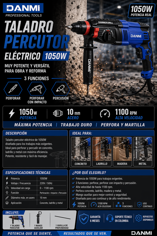 ROTOMARTILLO  ELÉCTRICO 1050W –  SDS  PLUS
