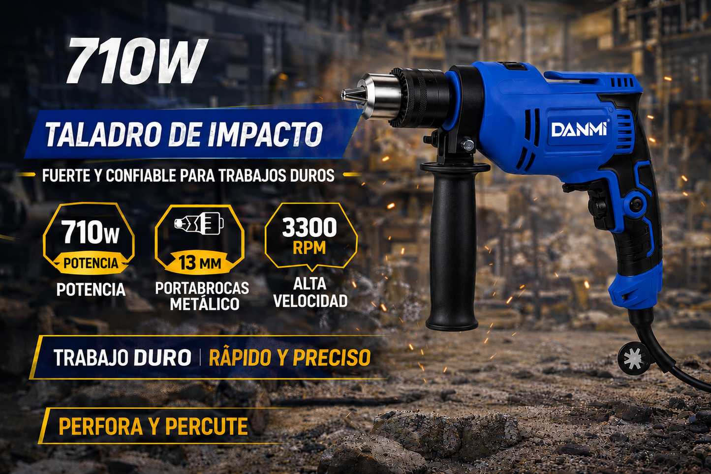 TALADRO DE IMPACTO ELÉCTRICO 710W – ALTO RENDIMIENTO