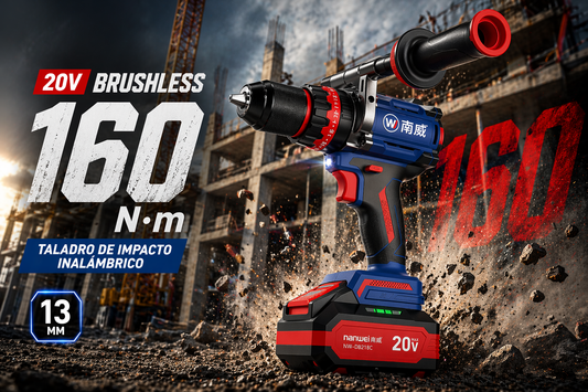 TALADRO DE IMPACTO INALÁMBRICO 20V BRUSHLESS – 160 N·m (NIVEL INDUSTRIAL)