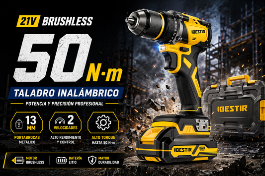 TALADRO INALÁMBRICO 21V BRUSHLESS – 50 N·m