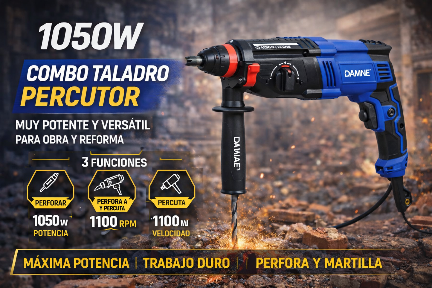 ROTOMARTILLO  ELÉCTRICO 1050W –  SDS  PLUS