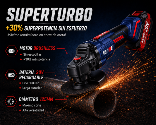 AMOLADORA ANGULAR INALÁMBRICA 20V BRUSHLESS - 125 mm ("5")