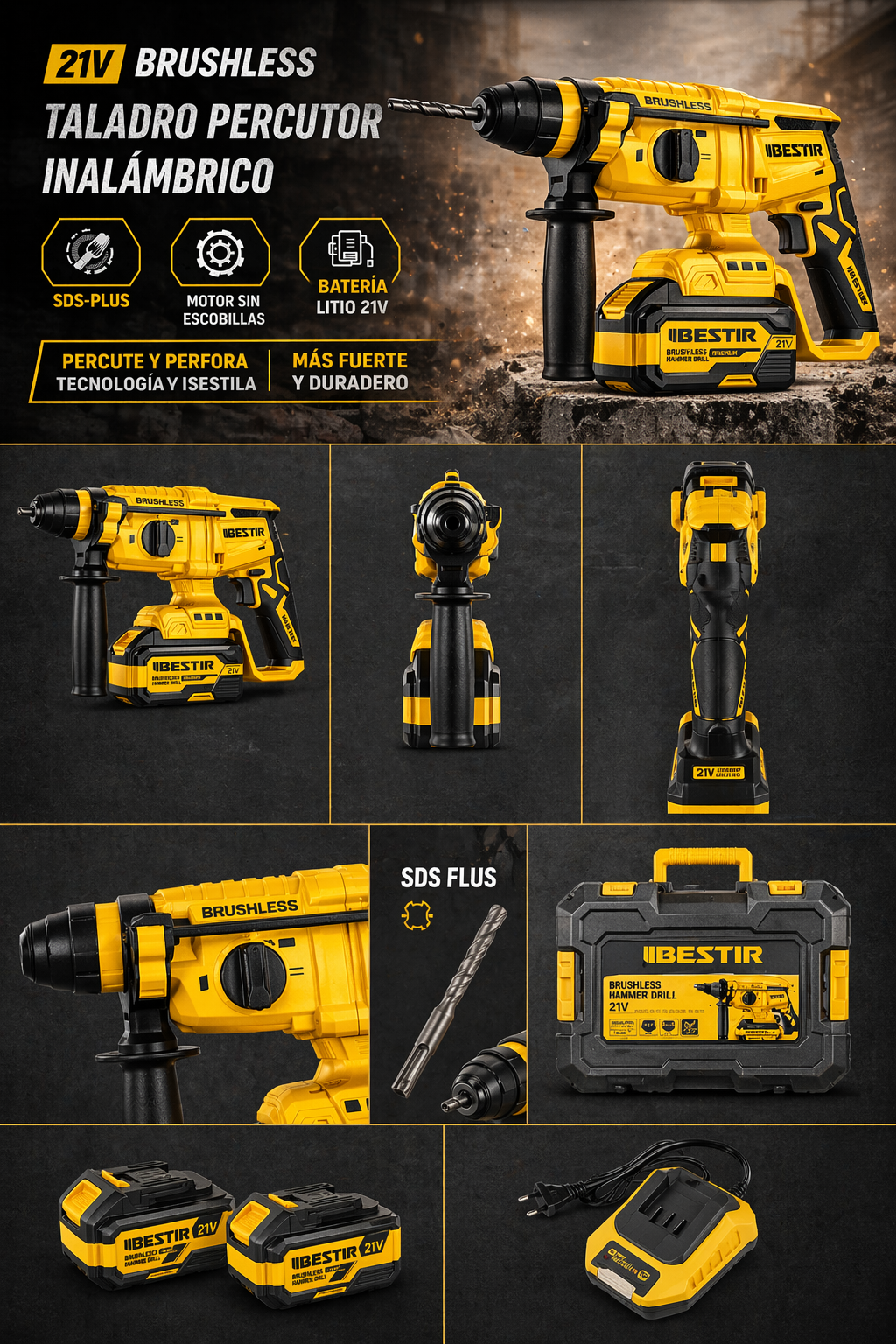 ROTOMARTILLO INALÁMBRICO 21V BRUSHLESS – 2.8J