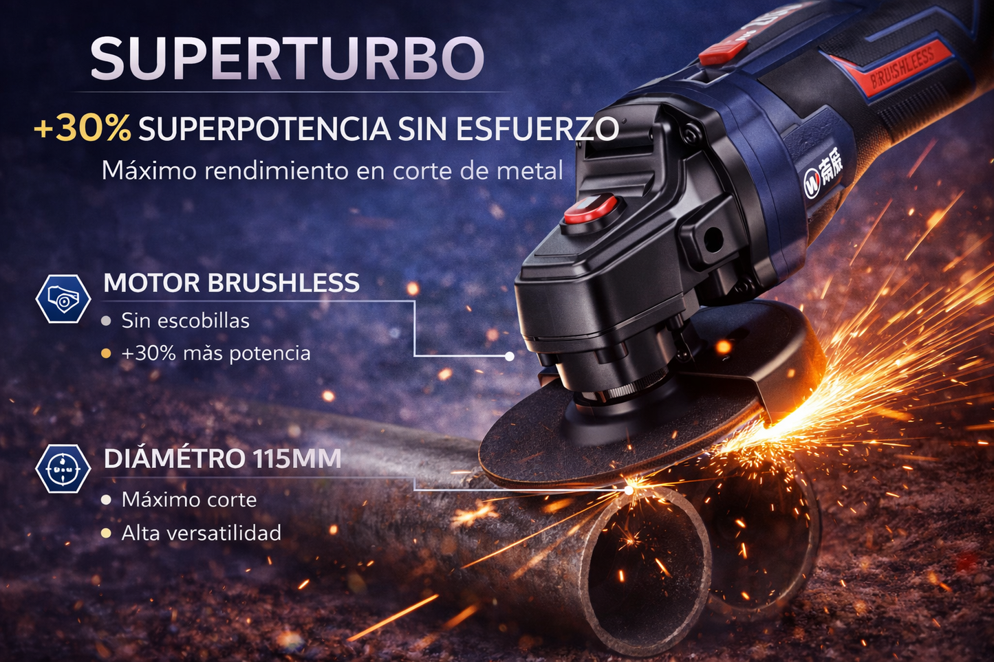AMOLADORA ANGULAR INALÁMBRICA 20V BRUSHLESS - 125 mm ("5")
