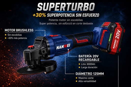 AMOLADORA ANGULAR INALÁMBRICA 20V BRUSHLESS - 125 mm ("5")