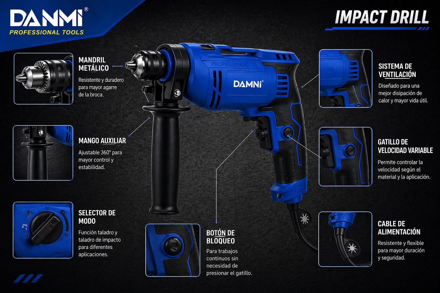 TALADRO DE IMPACTO ELÉCTRICO 710W – ALTO RENDIMIENTO