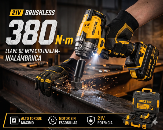 LLAVE DE IMPACTO INALÁMBRICA 21V BRUSHLESS – 380 N·m