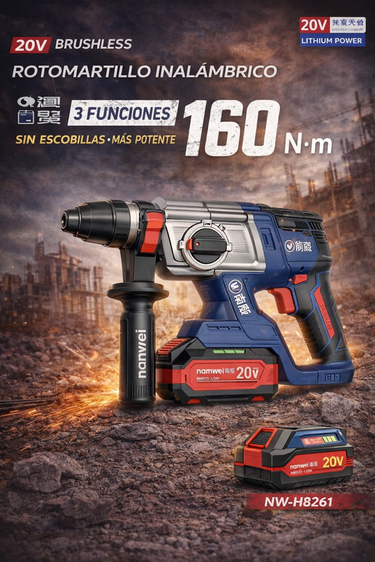 ROTOMARTILLO INALÁMBRICO 20V BRUSHLESS – PERFORACIÓN PROFESIONAL