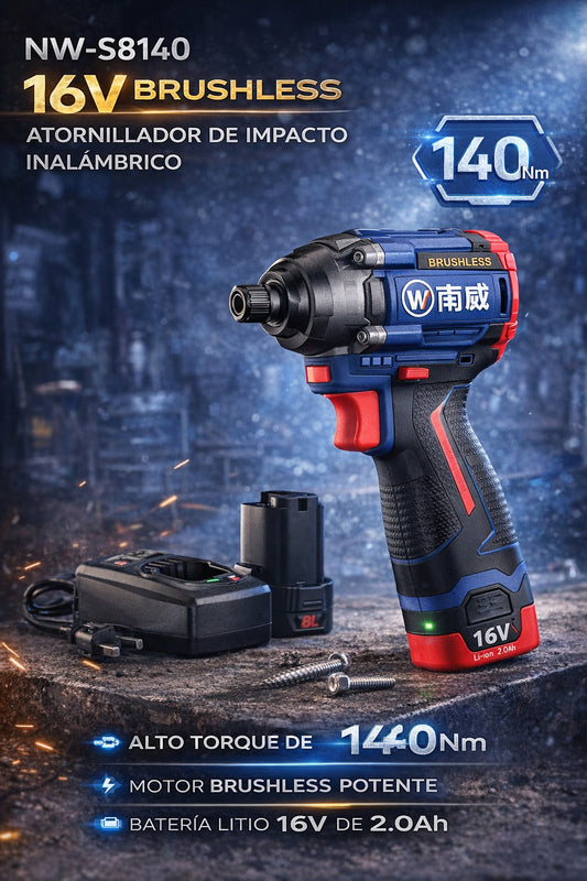 ATORNILLADOR DE IMPACTO INALÁMBRICO 16V BRUSHLESS – 140 N·m