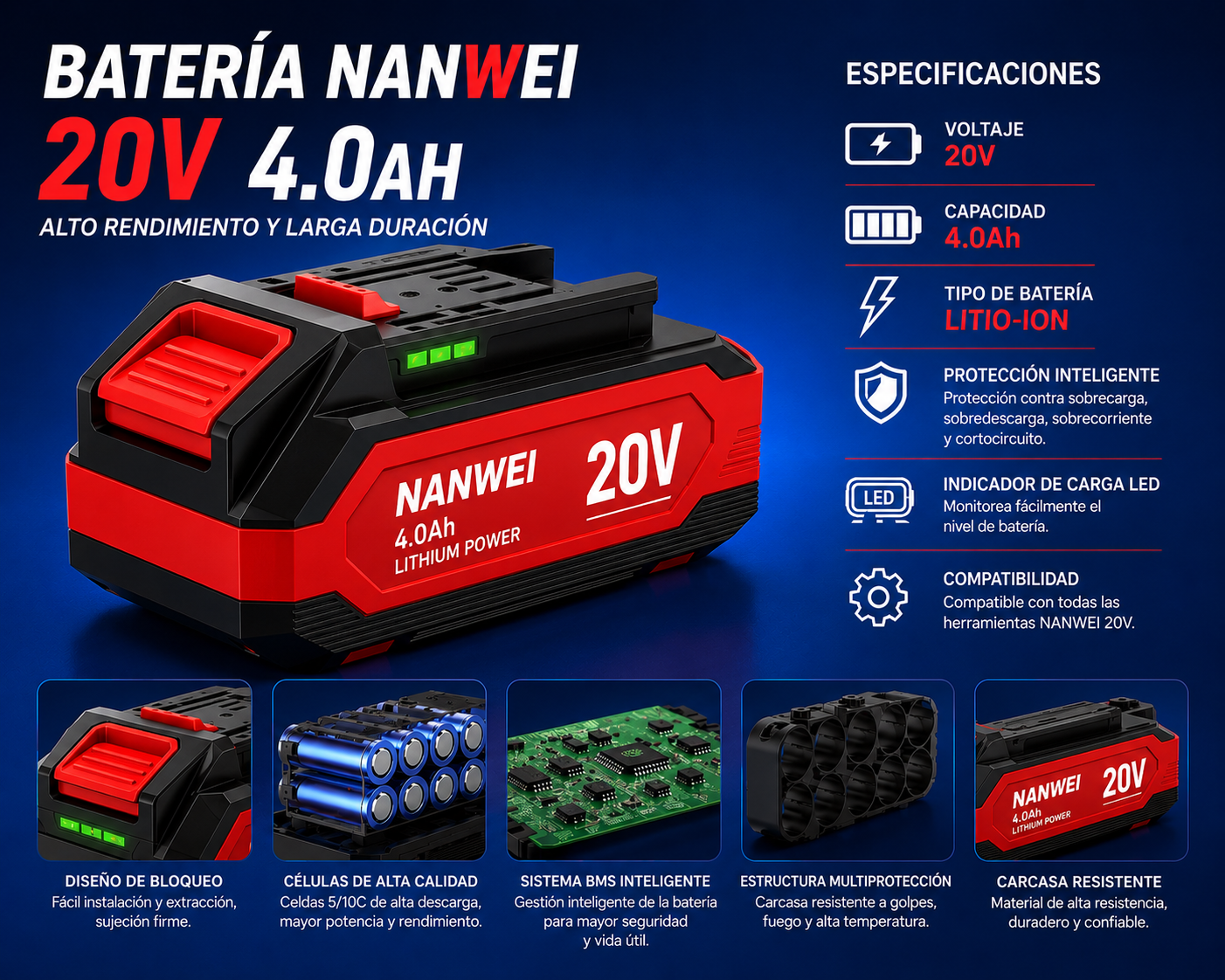 TALADRO DE IMPACTO INALÁMBRICO 20V BRUSHLESS – 120 N·m