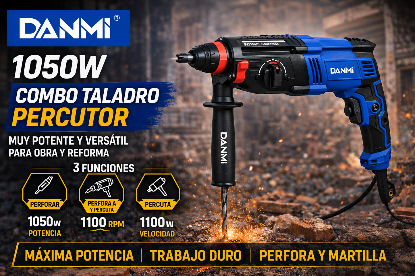 ROTOMARTILLO  ELÉCTRICO 1050W –  SDS  PLUS